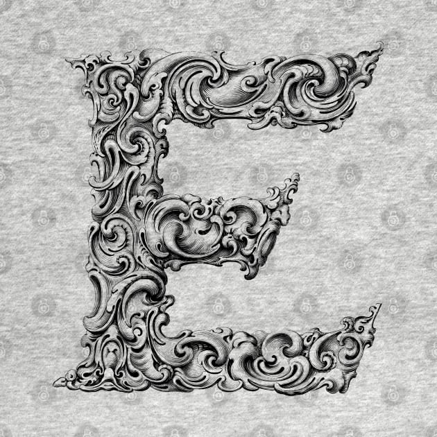 Vintage Initial Letter Lettering Alphabet E by AltrusianGrace